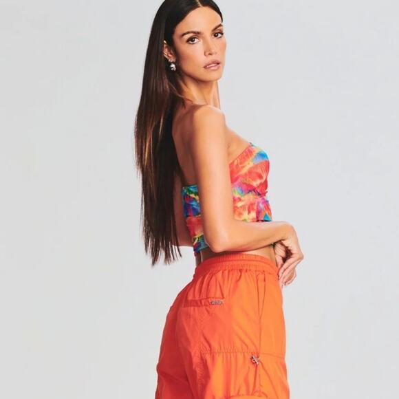 NEW Ser.O.Ya by Retrofete June Stretch Strapless Tube Top in Abstract Palm - Picture 2 of 9